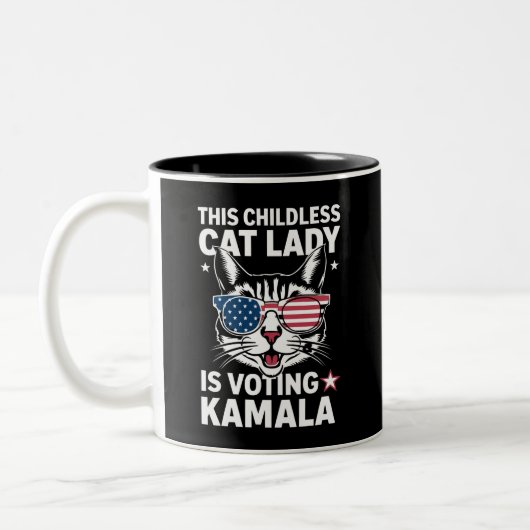 Diese kinderlose Katze-Lady wählt Kamala Zweifarbige Tasse (Links)