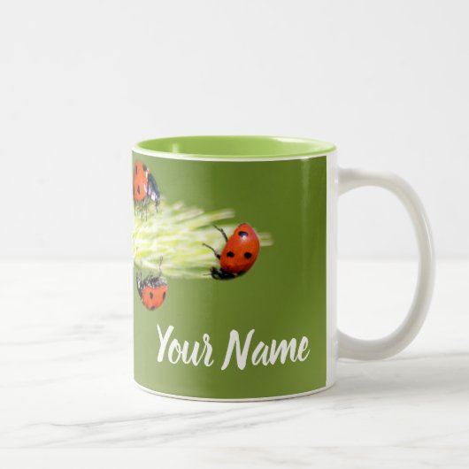 Diese kleinen Ladybugs gewähren einen glücklichen  Zweifarbige Tasse (Rechts)