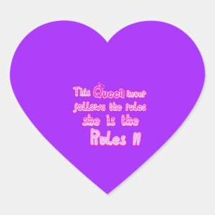Diese Königin folgt nie den lila Regeln Herz-Aufkleber