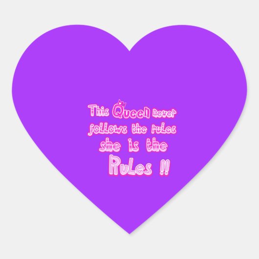 Diese Königin folgt nie den lila Regeln Herz-Aufkleber (Vorderseite)