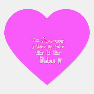 Diese Königin folgt nie den Regeln pink Herz-Aufkleber