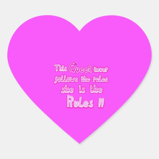 Diese Königin folgt nie den Regeln pink Herz-Aufkleber (Vorderseite)