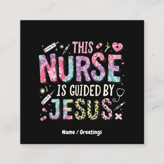 Diese Krankenschwester wird geleitet von Jesus, de Quadratische Visitenkarte (Vorderseite)