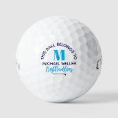 'Diese Kugel gehört" Vater Blue Monogram Golfball (Vorderseite)