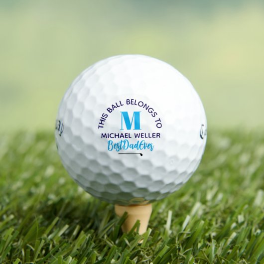 'Diese Kugel gehört" Vater Blue Monogram Golfball (Insitu T-Shirt)