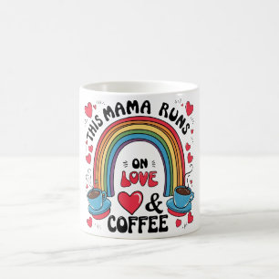 Diese Mama läuft auf Liebe & Kaffee - Retro-Regenb Kaffeetasse