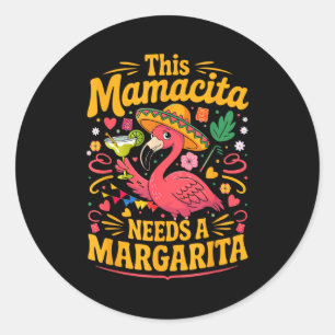 Diese Mamacita braucht eine Margarita lustiger Fla Runder Aufkleber