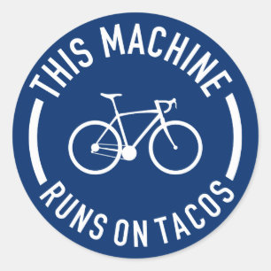 Diese Maschine läuft auf Tacos Runder Aufkleber