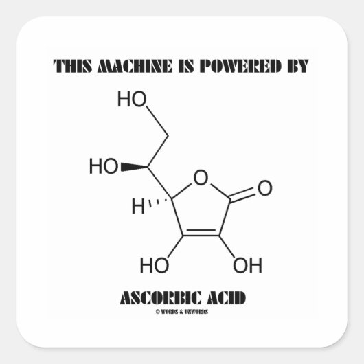 Diese Maschine wird mit Ascorbinsäure (Vit. C) bet Quadratischer Aufkleber (Vorderseite)