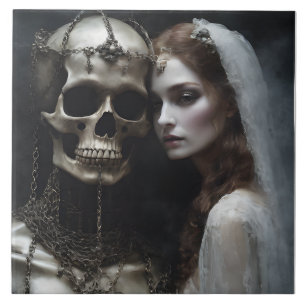 Diese nahe dämonische Braut, die von einer rostige Fliese