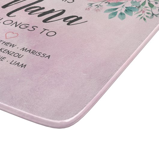 Diese Nana gehört zu rosafarbenen, blühenden Wasse Schneidebrett (Ecke)