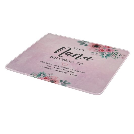 Diese Nana gehört zu rosafarbenen, blühenden Wasse Schneidebrett (Ecke)