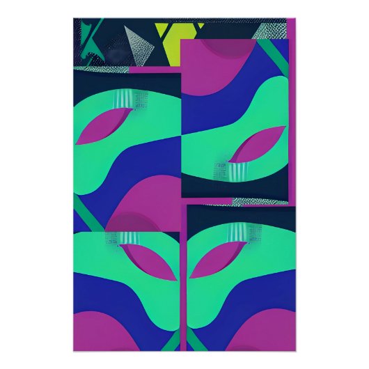 Diese neue Memphis Masquerade Wave Poster (Vorderseite)