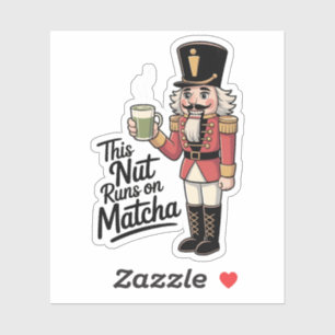 Diese Nuss läuft auf Matcha Weihnachts-Nussknacker Aufkleber