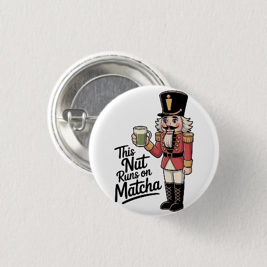 Diese Nut läuft auf Matcha Christmas Nutcracker Button (Vorne & Hinten)