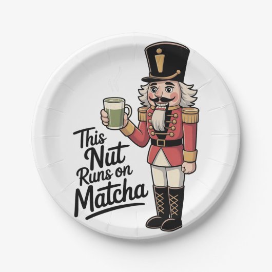 Diese Nut läuft auf Matcha Christmas Nutcracker Pappteller (Vorderseite)