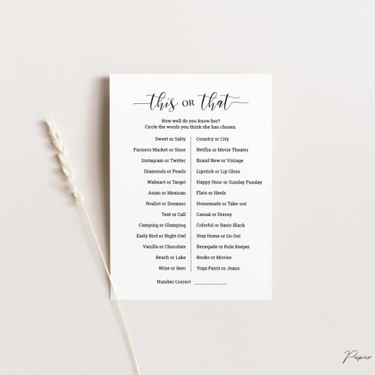 Diese oder jene Game Card Einladung