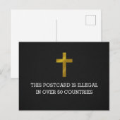 Diese Postkarte ist in über 50 Ländern illegal (Vorne/Hinten)