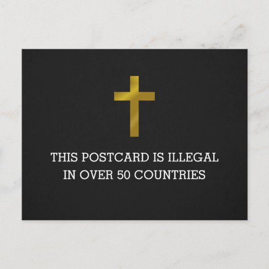 Diese Postkarte ist in über 50 Ländern illegal (Vorderseite)