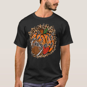 Diese Saison Fußball Pumpkin Leopard Herz Liebe T-Shirt