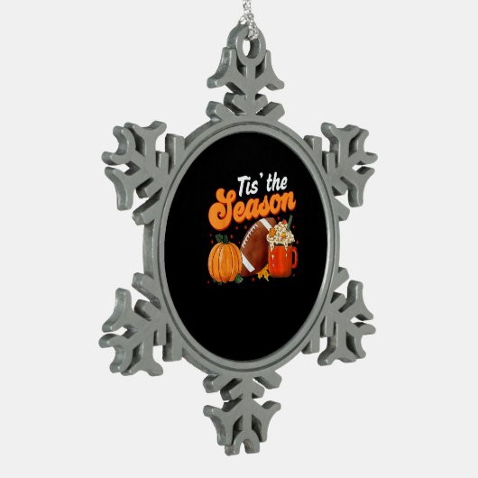 Diese Saison Pumpkin Gewürz Latte Halloween Fall F Schneeflocken Zinn-Ornament (Links)