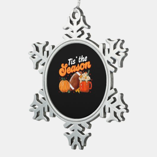 Diese Saison Pumpkin Gewürz Latte Halloween Fall F Schneeflocken Zinn-Ornament (Rechts)