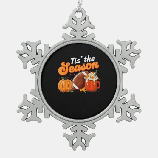 Diese Saison Pumpkin Gewürz Latte Halloween Fall F Schneeflocken Zinn-Ornament (Vorderseite)