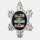 Diese Saison Retro Womans Urlaub Schneeflocken Zinn-Ornament (Rechts)