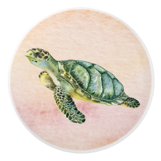 Diese Schildkröte lebt noch im großen Ozeangrün Keramikknauf (Vorderseite)