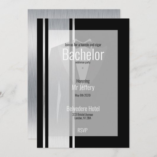 Diese schwarz-weiße Adelsfeier Save The Date (Vorne/Hinten)