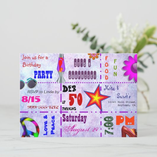 Diese Siebzigerjahre Einladung (Stehend Vorderseite)