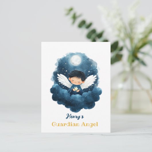 Diese Starry Night Guardian Angel Postkarte (Stehend Vorderseite)