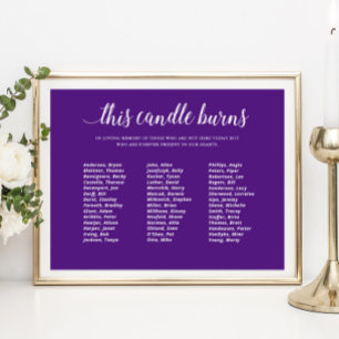 Diese violette Kerze brennt Klassentreffen Gedenkt Poster