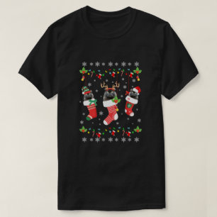 Diese Weihnachts Pajama Black Cat in Socken T-Shirt