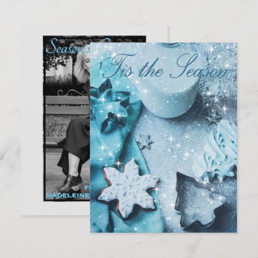 Diese Weihnachtskarte ist der blaue Glitzer der Sa (Vorne/Hinten)