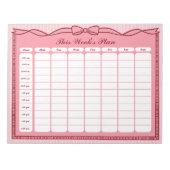 Diese Woche Plan Stundeneinteilung Rosa Notizblock (Vorderseite)