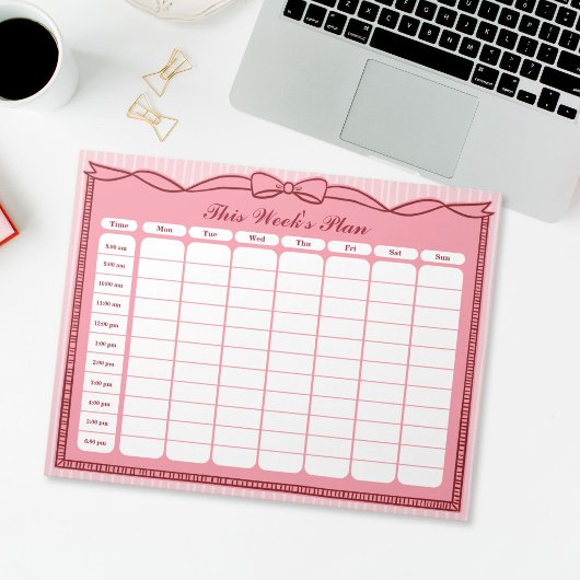 Diese Woche Plan Stundeneinteilung Rosa Notizblock