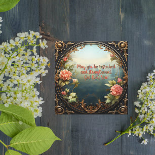 Diese wunderschöne Landschaft mit Blumenrahmen Feiertagskarte