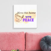 Diese Zuhause mit Frieden segne | Christliche Taub Leinwanddruck (Insitu (Wohnzimmer))