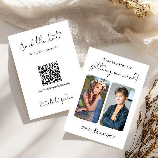 Diese zwei Kinder heiraten Kindheitsfoto Save The Date
