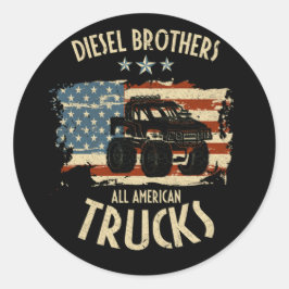 Diesel Brothers Flag All American Truck Seal Runder Aufkleber