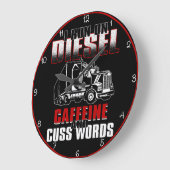 Diesel, Koffein, Cuss Worte" LKW Große Wanduhr (Winkel)
