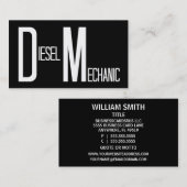 Diesel Mechanic Black Simple Business Card Visitenkarte (Vorne/Hinten)