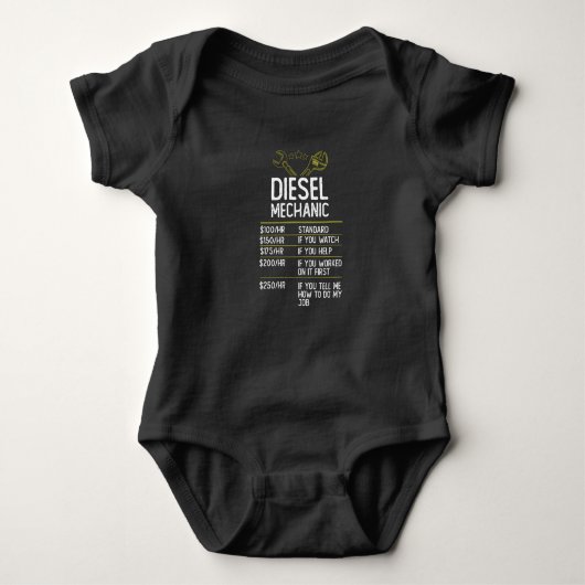 Diesel Mechanic Handwerker Geschenk Idee Baby Strampler (Vorderseite)
