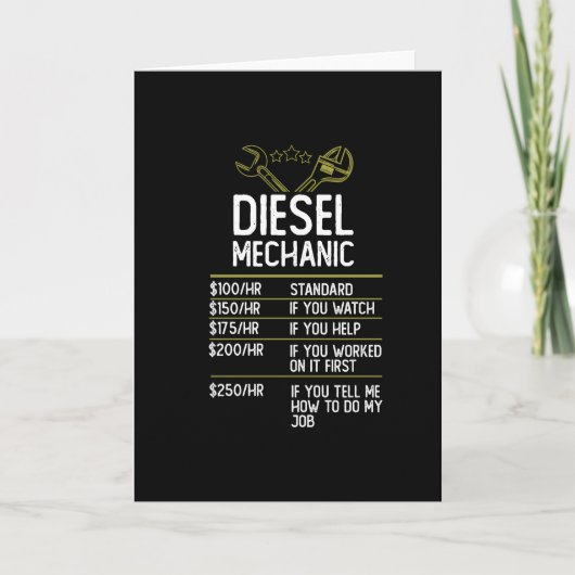 Diesel Mechanic Handwerker Geschenk Idee Karte (Vorderseite)