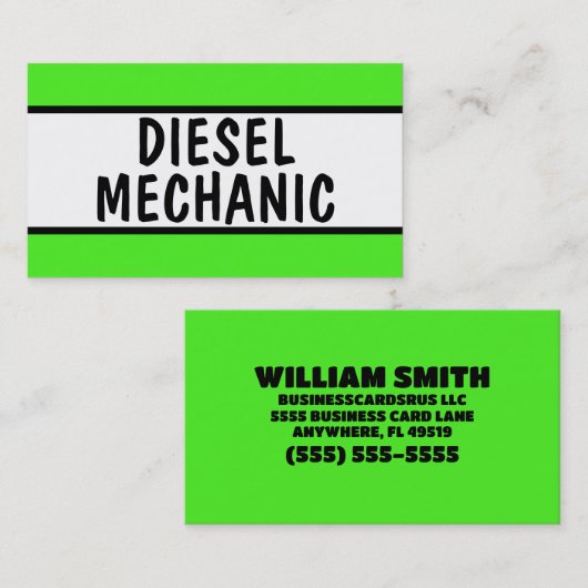 Diesel Mechanik Neon Green Visitenkarte (Vorne/Hinten)