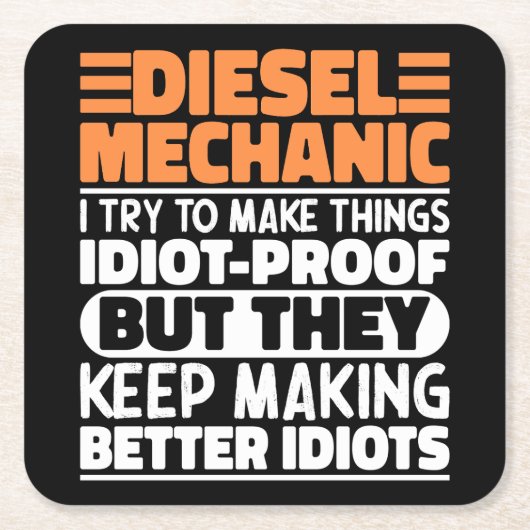 Diesel-Mechanik versuche ich Dinge zu machen Lusti Rechteckiger Pappuntersetzer (Vorderseite)