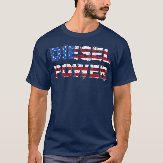 Diesel Power USA Flag Turbo Diesel LKW Roll T-Shirt (Vorderseite)