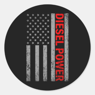 Diesel Power USA-Flagge LKW-Turbo Brüder Mechanik Runder Aufkleber