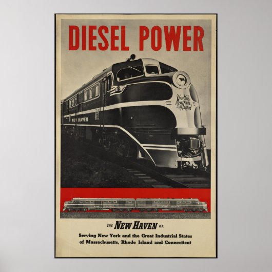 Diesel Train Vintage Travel Poster und Retro Print (Vorne)